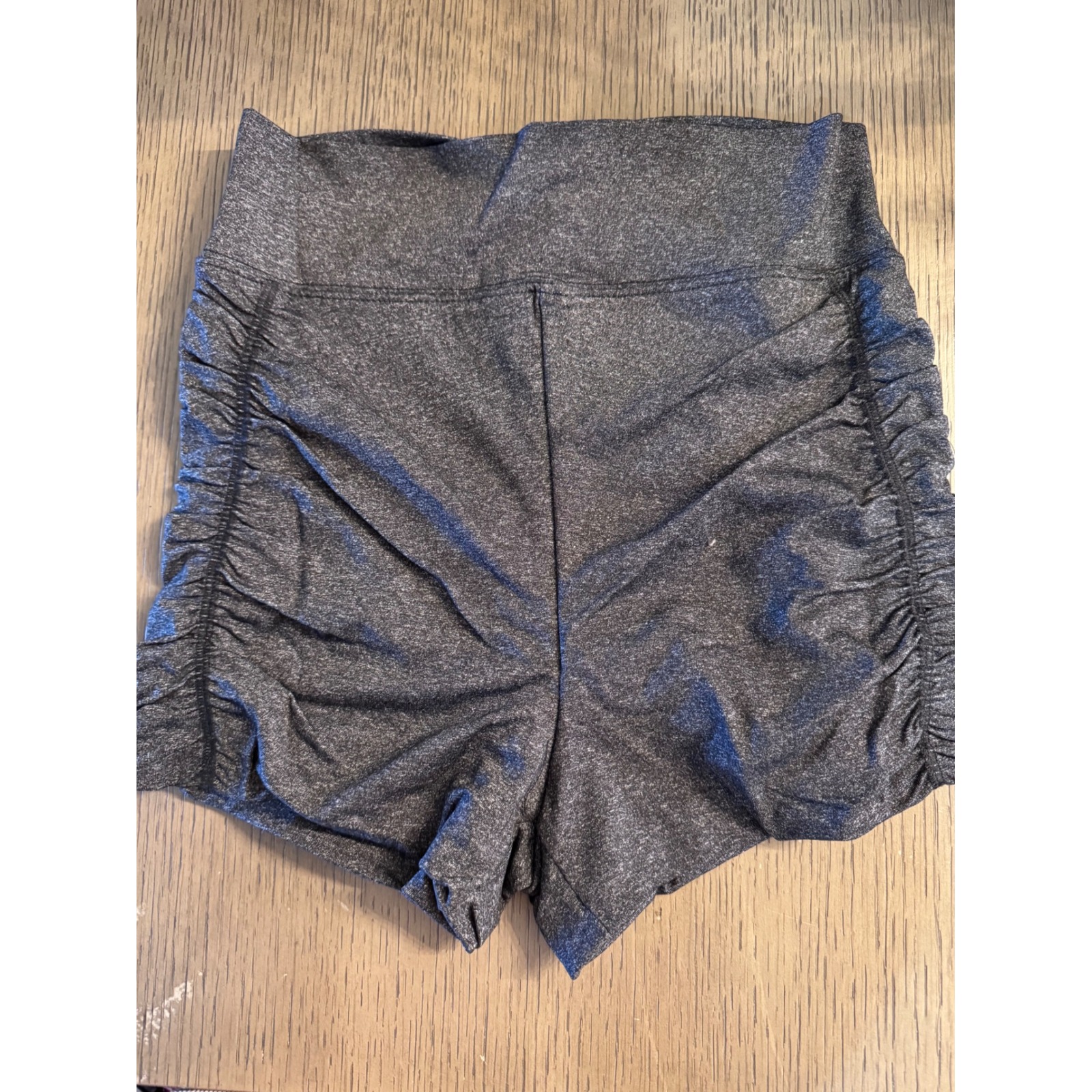 Nia High Waisted Ruched Side Zuma Shorts Space Dye Gray Small Nwt Msrp $58